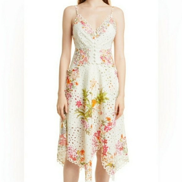 Farm rio delicate forest scarf print eyelet lace cotton sundress Size Medium - Picture 10 of 10